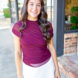 Kerry Mesh Cape Top, Deep Fig