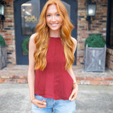 Pleats to Meet You Top, Maroon