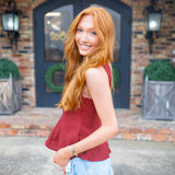Pleats to Meet You Top, Maroon