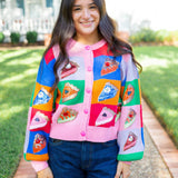 Colorblock Piece of Pie Button Up Sweater, Rainbow