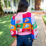 Colorblock Piece of Pie Button Up Sweater, Rainbow