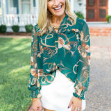 Whispering Ivy Top, Dark Green Multi