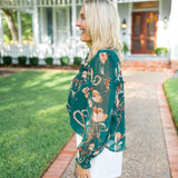 Whispering Ivy Top, Dark Green Multi