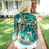 Whispering Ivy Top, Dark Green Multi