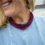 Layered Maroon Cord Necklace