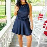 Violet Drop-Waist Mini Dress, Navy