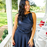 Violet Drop-Waist Mini Dress, Navy