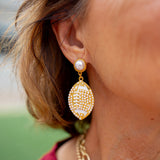 Home Field Earrings, Gold/Pearl