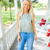 Lace Affair Top, Sage
