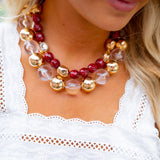 Maroon State Necklace, Maroon/Cream/Gold