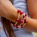 Maroon Beaded Bracelet Set