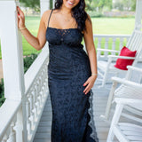 Kristian Jacquard Maxi Dress, Black
