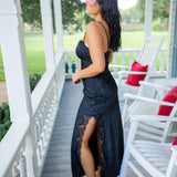 Kristian Jacquard Maxi Dress, Black