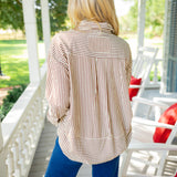 Slow Mornings Stripe Top, Brown