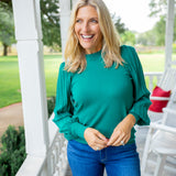 Alpine Aura Pleated Top, Green