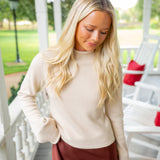May Bell Sleeve Mock Neck Sweater, Oatmeal