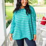 Two Sense Long Sleeve Top, Blue Combo