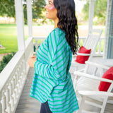 Two Sense Long Sleeve Top, Blue Combo