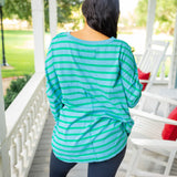 Two Sense Long Sleeve Top, Blue Combo