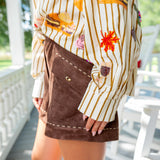 Reagan Belted Shorts, Fudge Brown