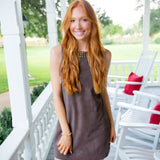 Ellis Dress, Dark Brown Suede