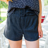 Rain Faux Suede High-Rise Shorts, Black