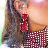 Maroon Stone Drop Earrings