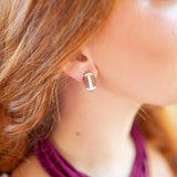 Side Line Earrings, Brown/White