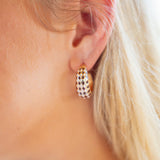 Maroon & White Checkered Hoop Earrings
