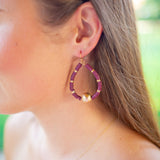 Heavy Hitter Drop Earrings, Gold/Maroon