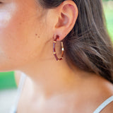 Maroon Bamboo Hoop Earrings