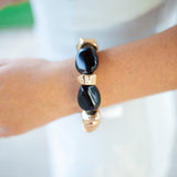 Chunky Stretch Bracelet, Black/Gold
