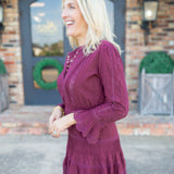 Vesna Embroidered Mini Dress, Faded Merlot