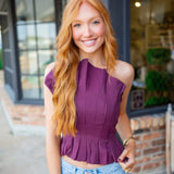 Ellery Asymmetry Cami Top, Burgundy