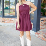Gathered In Grace Dress, Maroon