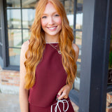 Get Into It Tank Top, Maroon/White