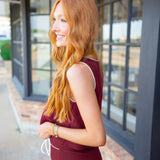 Get Into It Tank Top, Maroon/White