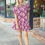 Timeless Bloom Dress, Burgundy