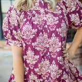 Timeless Bloom Dress, Burgundy