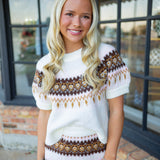 Weekend Away Sweater, Ivory/Pink Combo