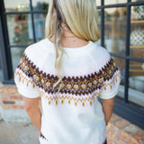 Weekend Away Sweater, Ivory/Pink Combo