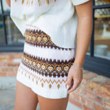 Weekend Away Knit Skirt, Ivory/Pink