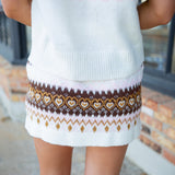 Weekend Away Knit Skirt, Ivory/Pink