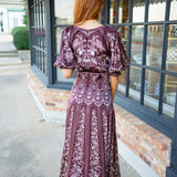 Liz Puff Sleeve Maxi Dress, Burgundy