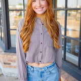 Fine Print Button Up, Brown