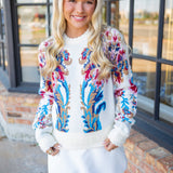 Arabesque Knit Sweater, Off-White