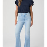 Marlow Skimmer Seamed Beltloop Jean with Raw Hem, Santorini Sky