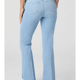 Marlow Skimmer Seamed Beltloop Jean with Raw Hem, Santorini Sky