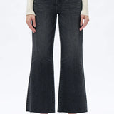 Mid Rise Wide Leg Jeans, Dark Grey