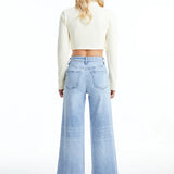 High Rise Wide Leg Jeans, Blue Sky
